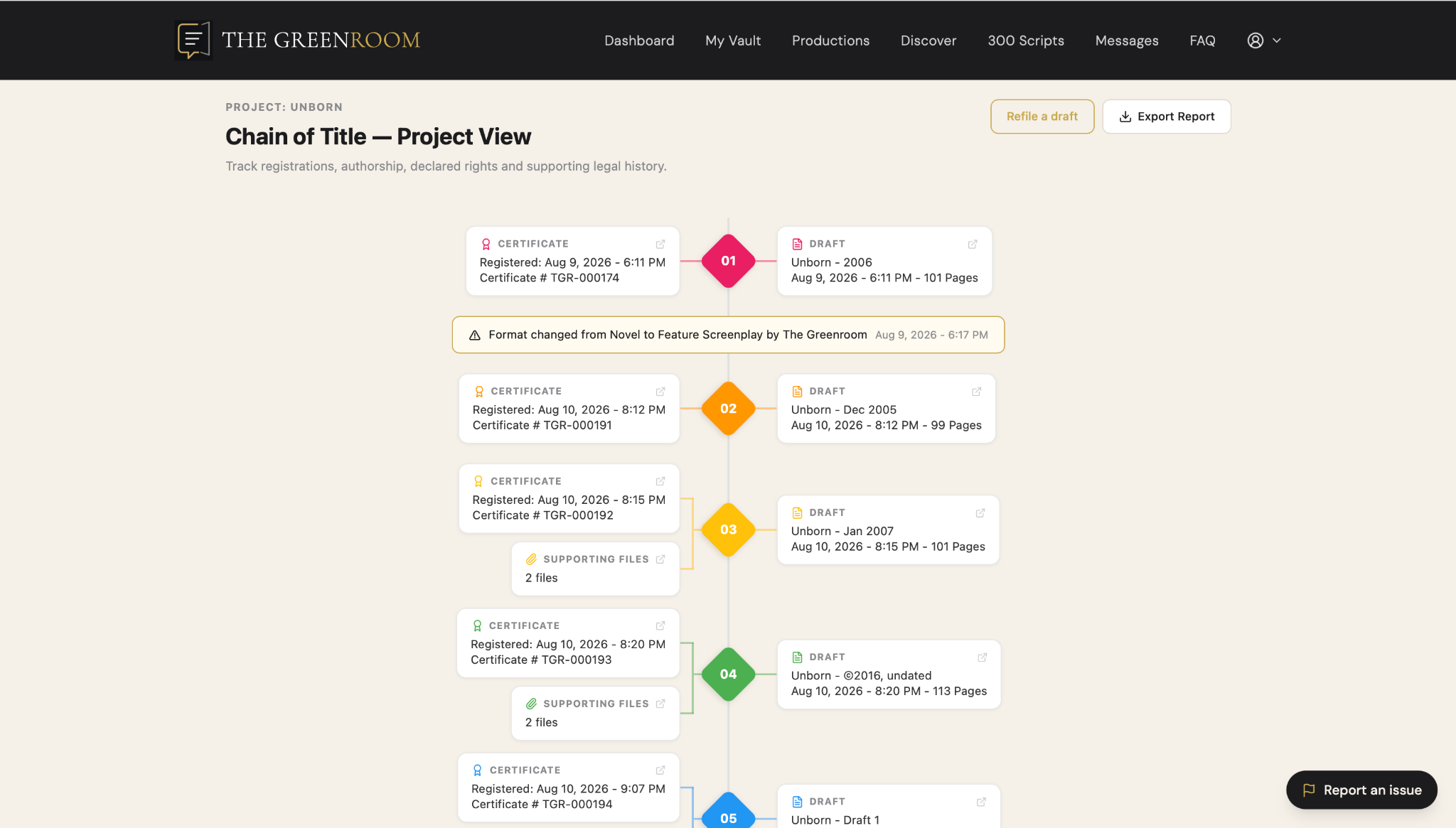 Chain of Title project view